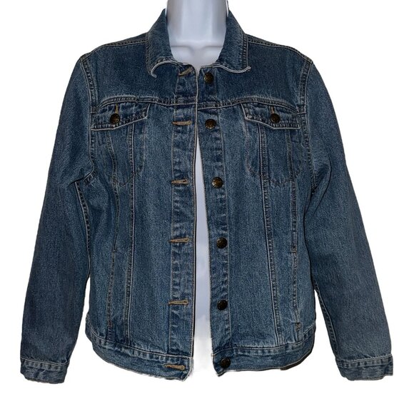 Disney Jackets & Blazers - Disney Mickey Mouse Denim Jean Jacket Womens M Blue Embroidered Button Front